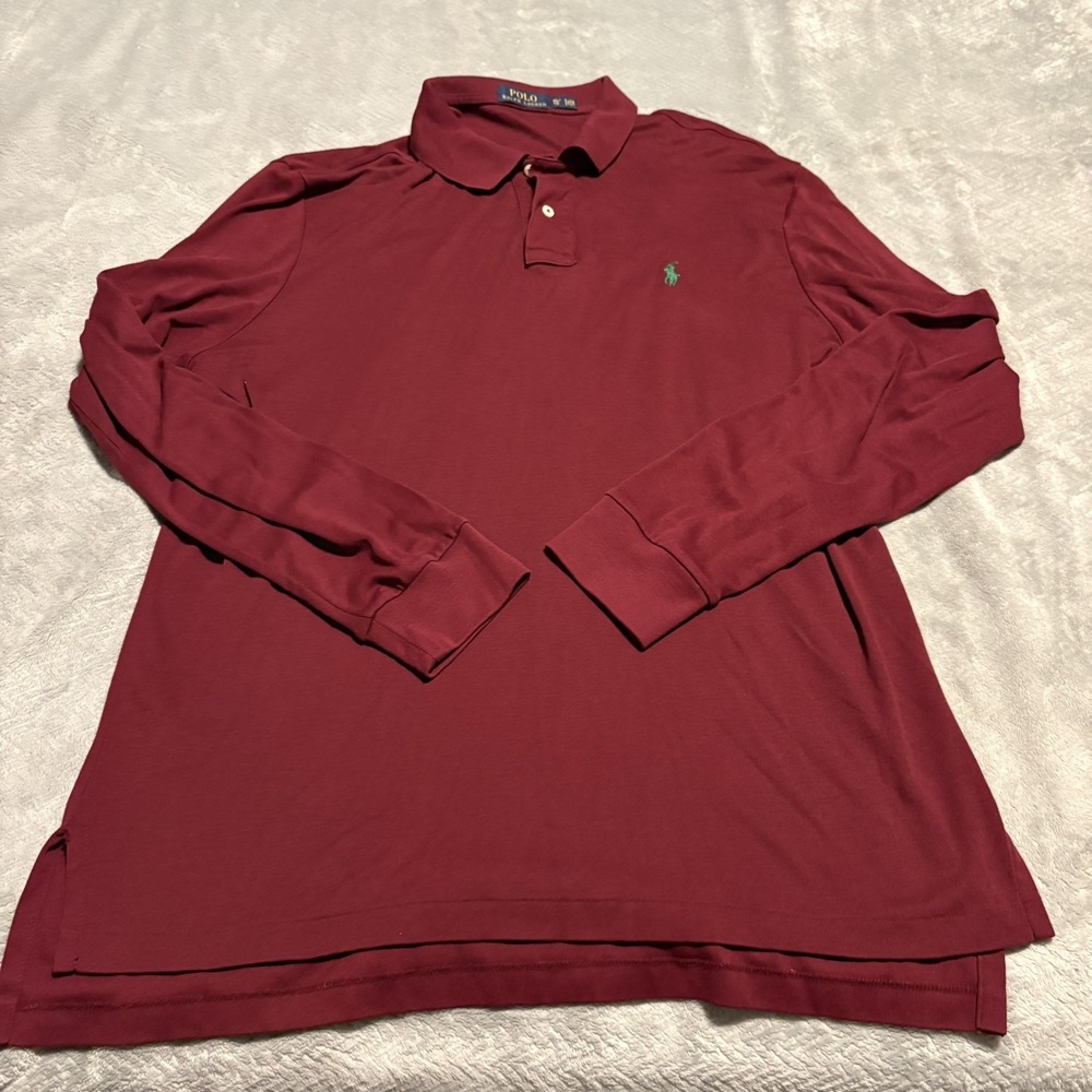 Polo Ralph Lauren Soft Cotton Long Sleeve Polo Men XL Burgundy